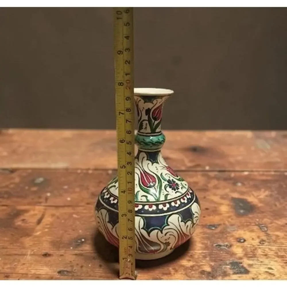 Chez Galip Turkish Hand Painted Ceramic Vase Iznik Style Avanos Türkiye 7.5